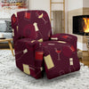 Red Wine Botttle Print Pattern Recliner Cover-grizzshop