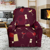 Red Wine Botttle Print Pattern Recliner Cover-grizzshop