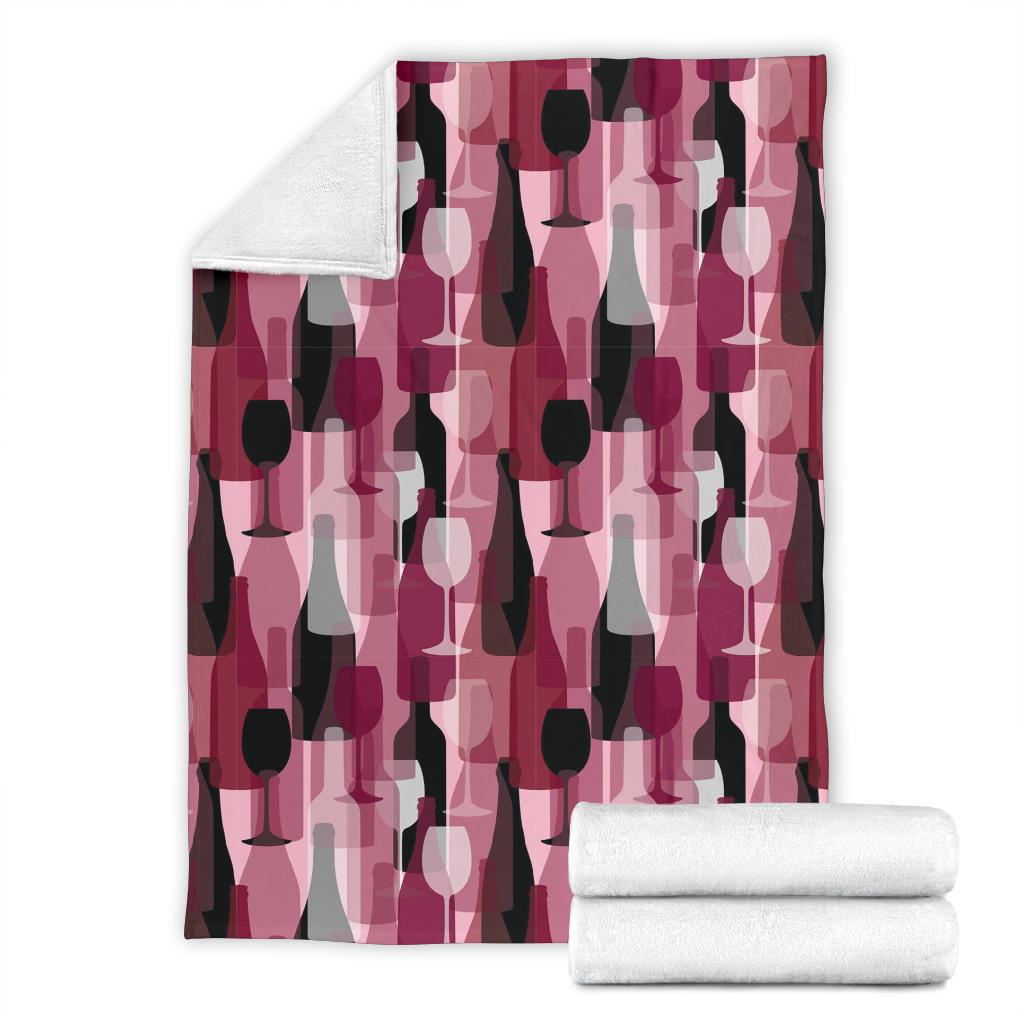 Red Wine Glass Bottle Pattern Print Blanket-grizzshop