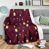 Red Wine Glass Bottle Print Pattern Blanket-grizzshop