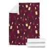 Red Wine Glass Bottle Print Pattern Blanket-grizzshop