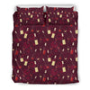 Red Wine Glass Bottle Print Pattern Duvet Cover Bedding Set-grizzshop