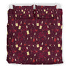 Red Wine Glass Bottle Print Pattern Duvet Cover Bedding Set-grizzshop