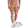 Red Zigzag Pizza Print Pattern Men's Leggings-grizzshop