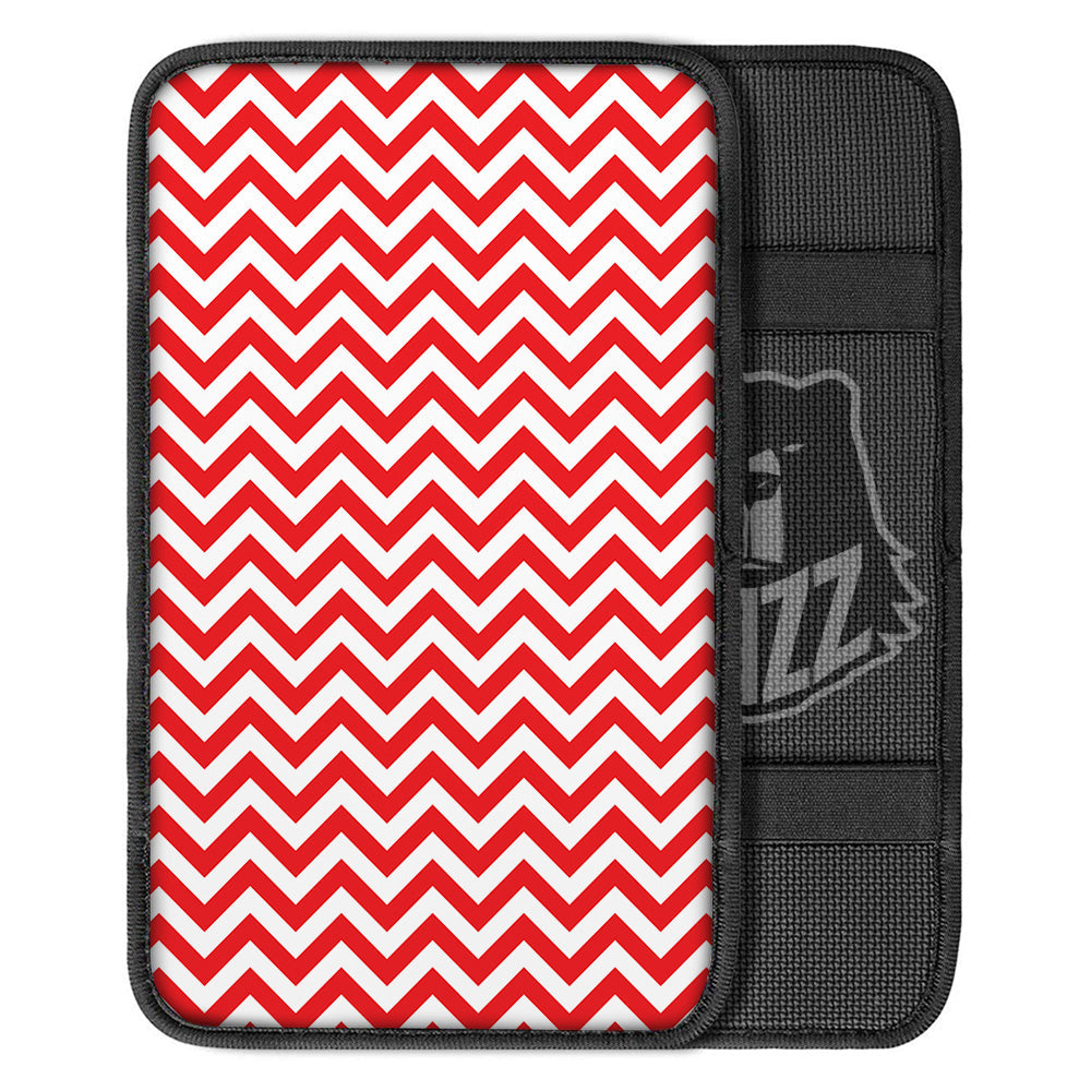 Red Zigzag Print Pattern Car Center Console Cover-grizzshop