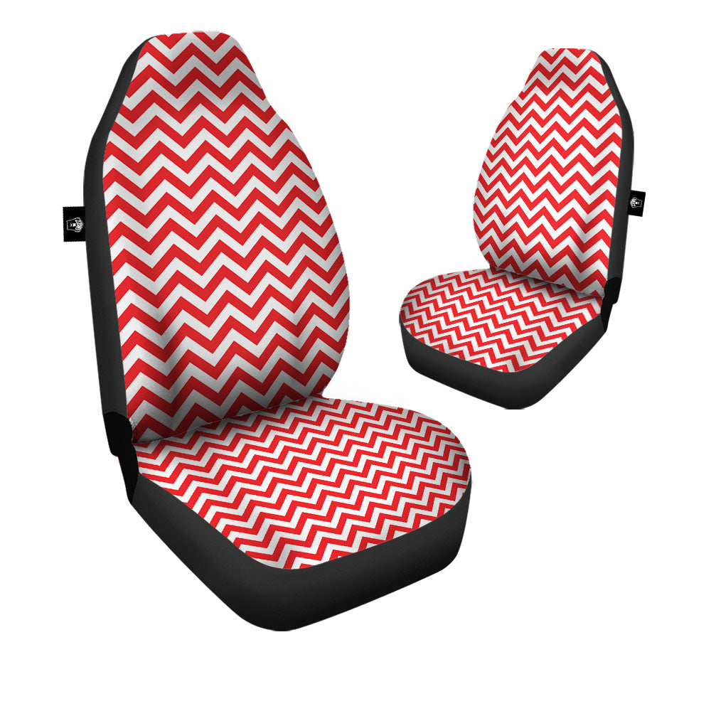 Red Zigzag Print Pattern Car Seat Covers-grizzshop