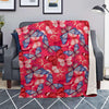 Red and Blue Butterfly Print Blanket-grizzshop