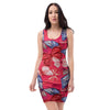 Red and Blue Butterfly Print Bodycon Dress-grizzshop