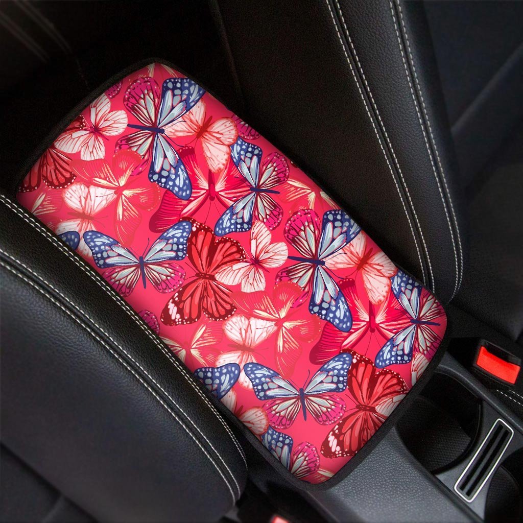 Red and Blue Butterfly Print Car Console Cover-grizzshop