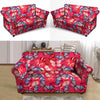 Red and Blue Butterfly Print Loveseat Cover-grizzshop