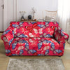 Red and Blue Butterfly Print Loveseat Cover-grizzshop