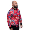 Red and Blue Butterfly Print Men's Bomber Jacket-grizzshop