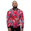 Red and Blue Butterfly Print Men's Bomber Jacket-grizzshop