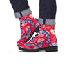 Red and Blue Butterfly Print Men's Boots-grizzshop