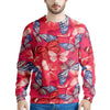 Red and Blue Butterfly Print Men's Sweatshirt-grizzshop