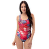 Red and Blue Butterfly Print One Piece Swimsuite-grizzshop