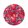 Red and Blue Butterfly Print Round Rug-grizzshop