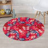 Red and Blue Butterfly Print Round Rug-grizzshop