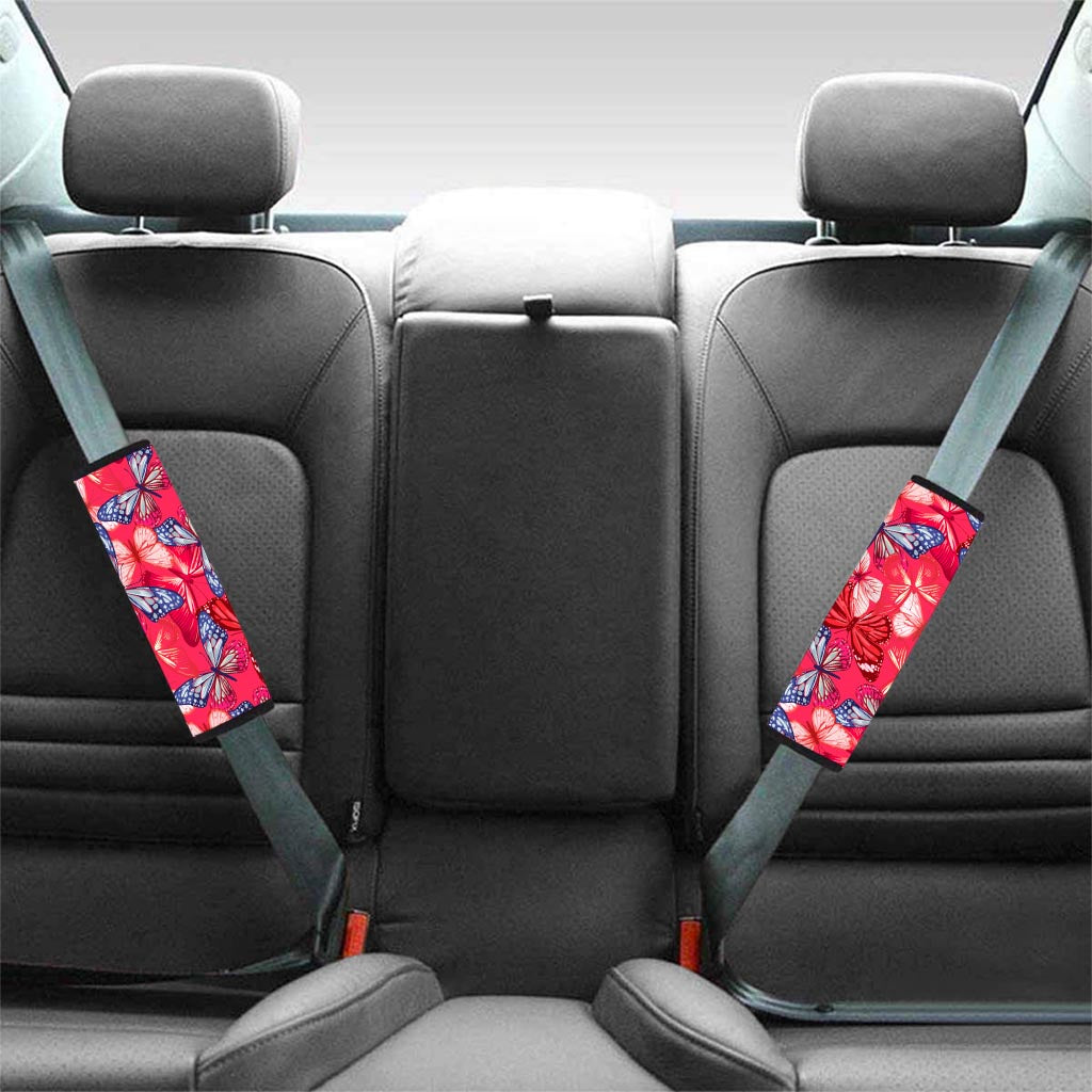 Red and Blue Butterfly Print Seat Belt Cover-grizzshop