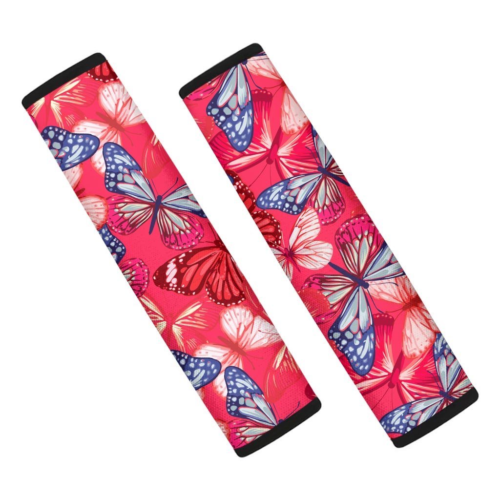 Red and Blue Butterfly Print Seat Belt Cover-grizzshop