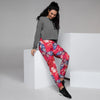 Red and Blue Butterfly Print Women's Joggers-grizzshop