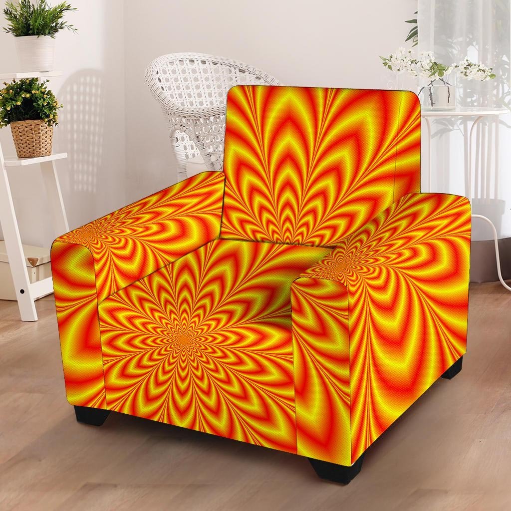 Red and Yellow Abstract Optical illusion Armchair Cover-grizzshop