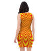 Red and Yellow Abstract Optical illusion Bodycon Dress-grizzshop