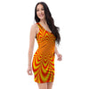 Red and Yellow Abstract Optical illusion Bodycon Dress-grizzshop