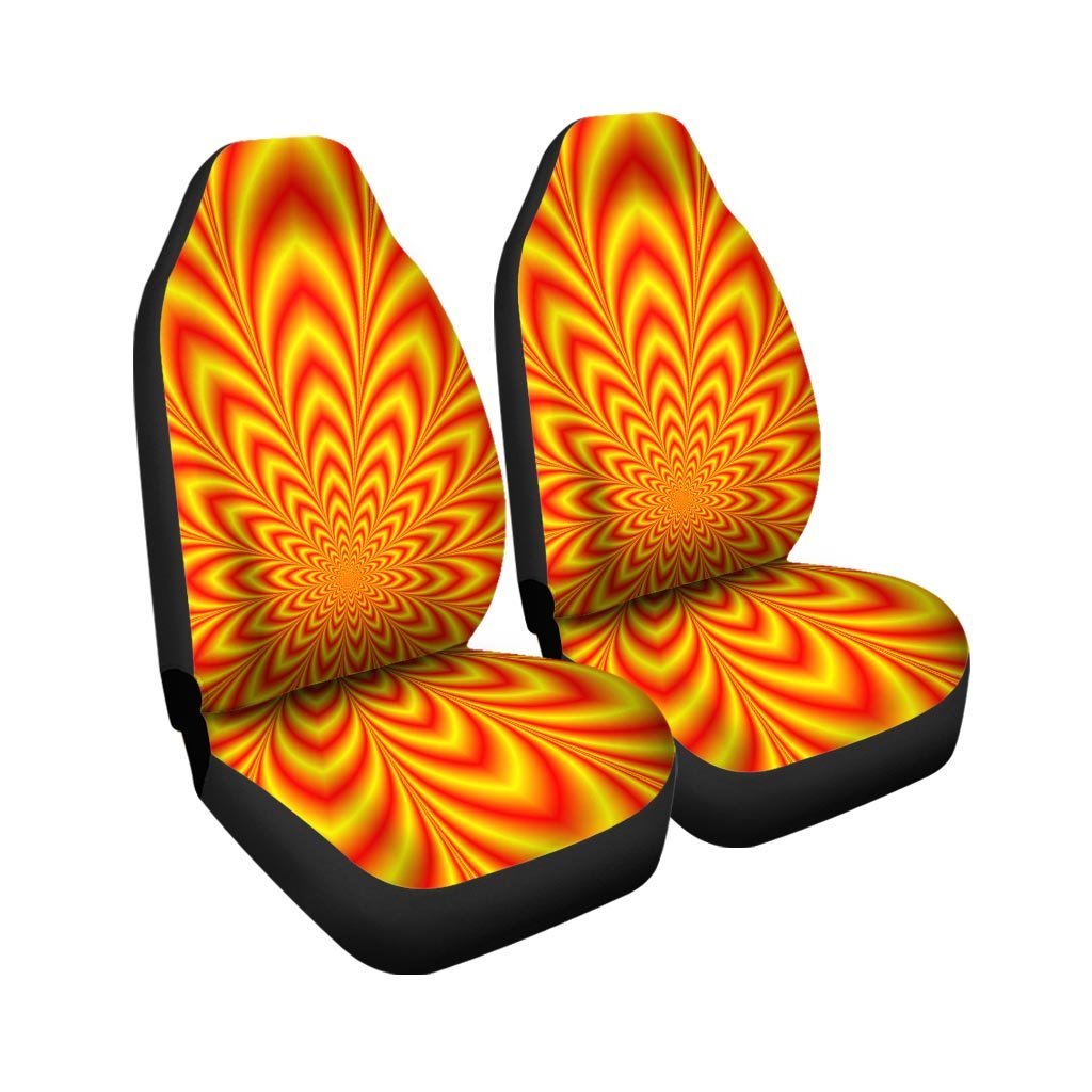 Red and Yellow Abstract Optical illusion Car Seat Covers-grizzshop