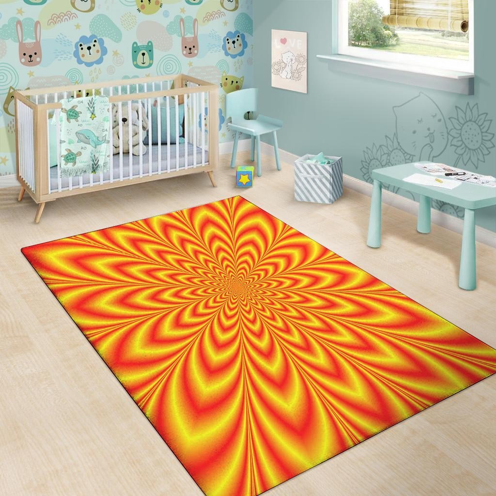 Red and Yellow Abstract Optical illusion Floor Mat-grizzshop