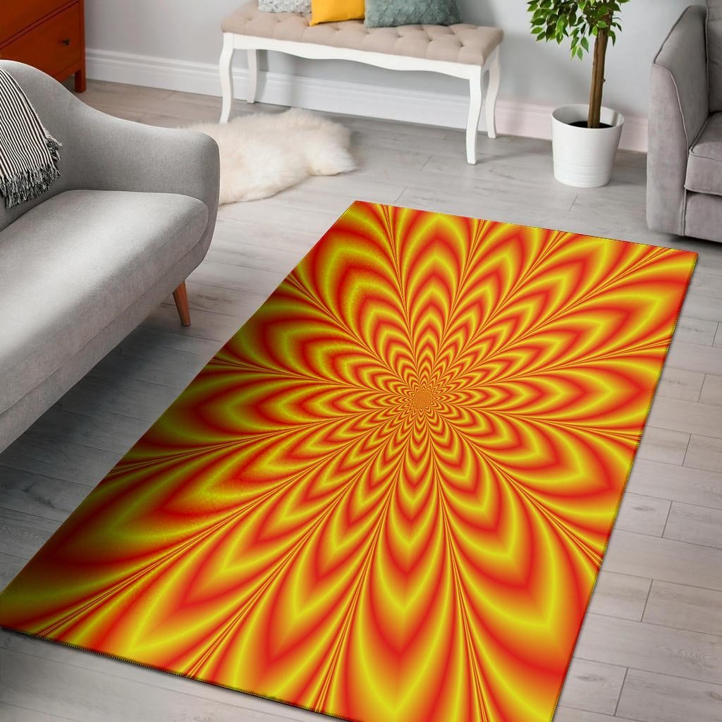 Red and Yellow Abstract Optical illusion Floor Mat-grizzshop