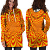 Red and Yellow Abstract Optical illusion Hoodie Dress-grizzshop