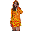 Red and Yellow Abstract Optical illusion Hoodie Dress-grizzshop