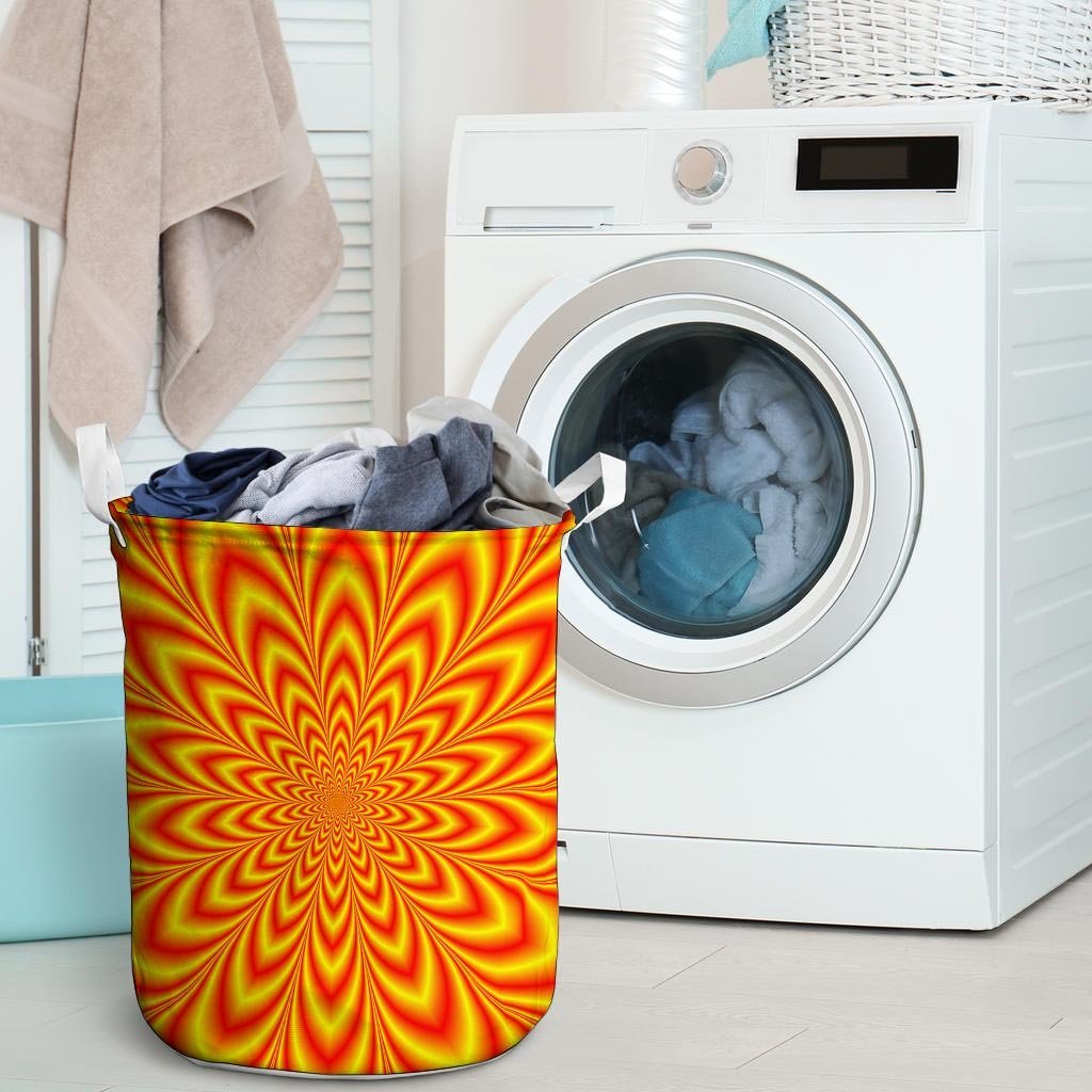 Red and Yellow Abstract Optical illusion Laundry Basket-grizzshop