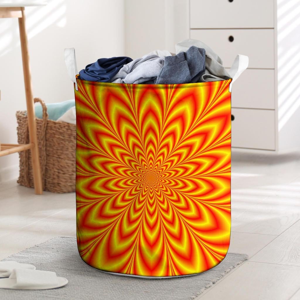 Red and Yellow Abstract Optical illusion Laundry Basket-grizzshop