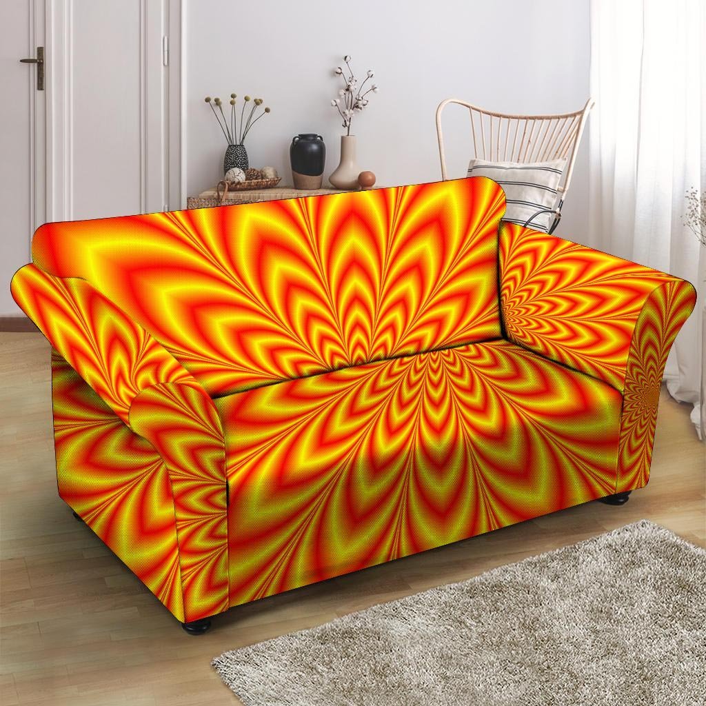 Red and Yellow Abstract Optical illusion Loveseat Cover-grizzshop