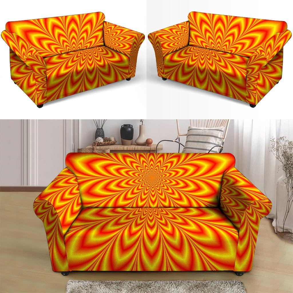 Red and Yellow Abstract Optical illusion Loveseat Cover-grizzshop