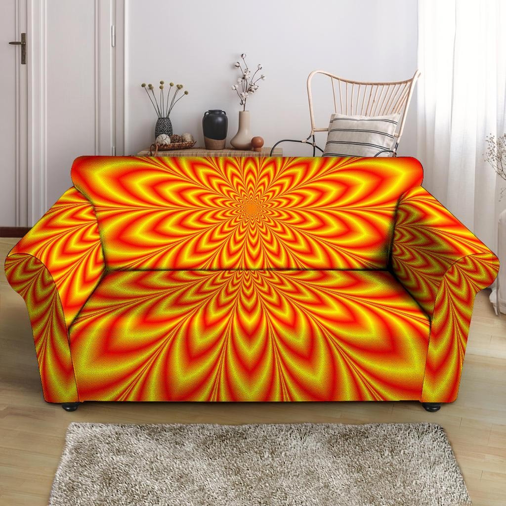 Red and Yellow Abstract Optical illusion Loveseat Cover-grizzshop