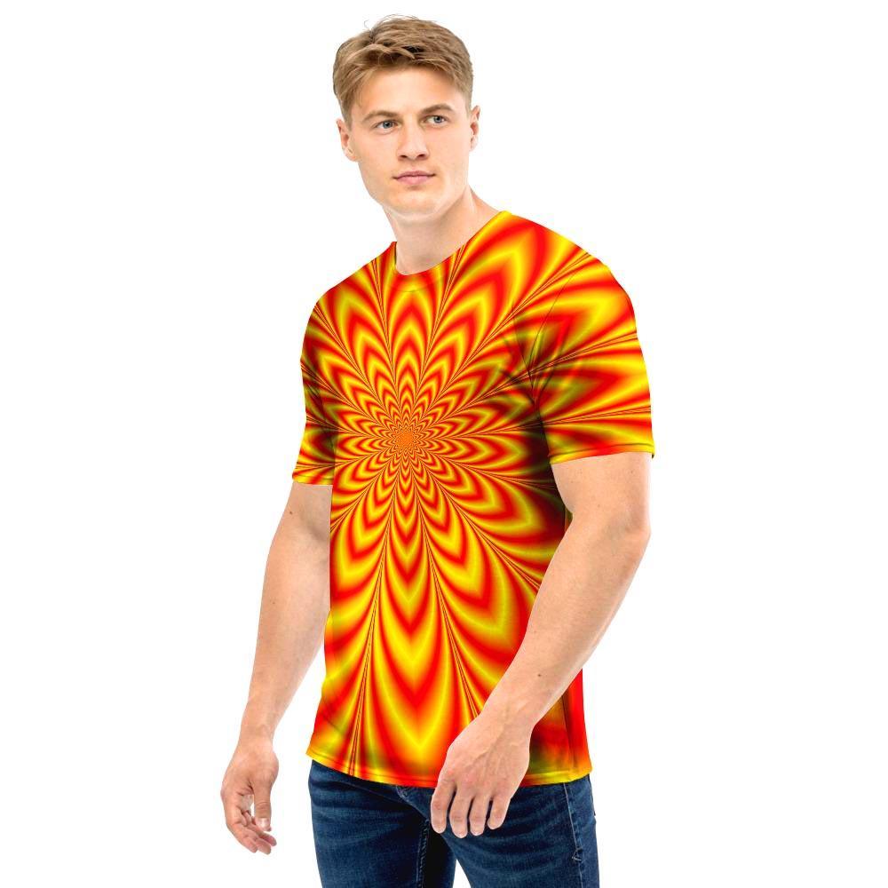 Red and Yellow Abstract Optical illusion Men T Shirt-grizzshop