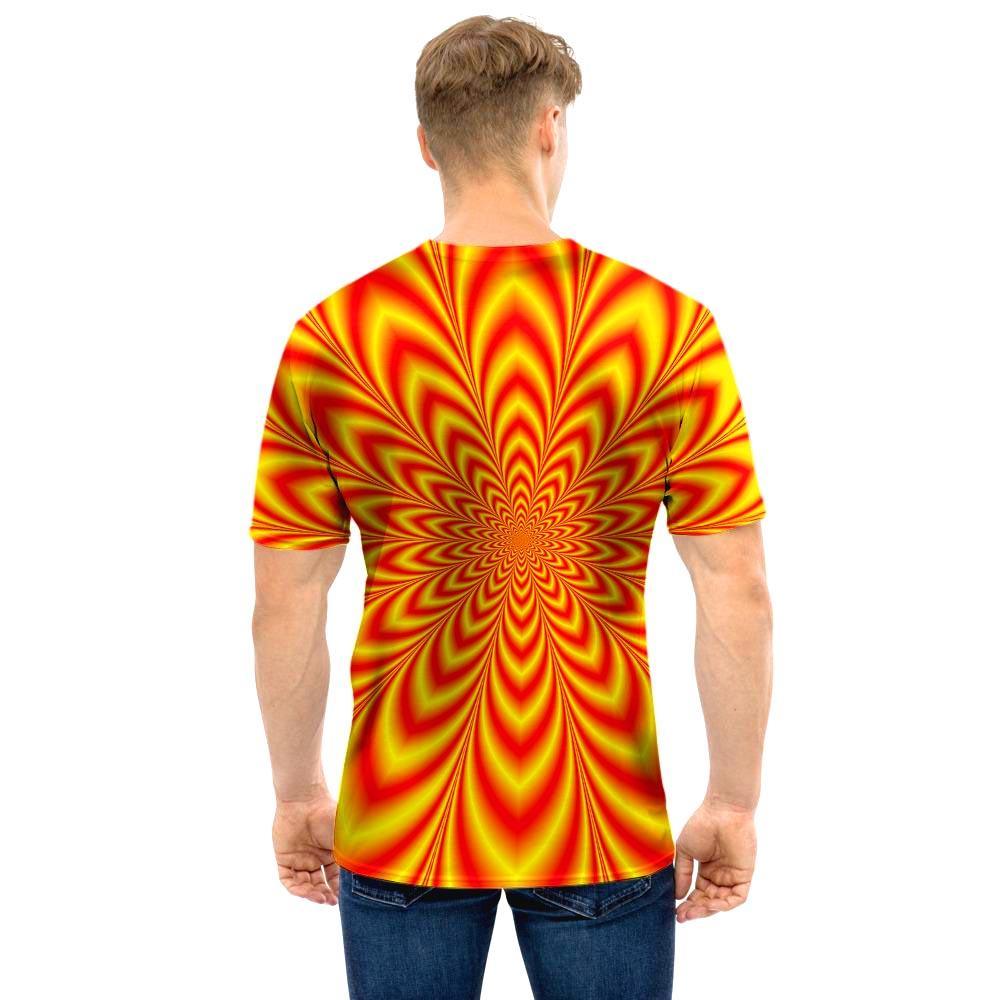Red and Yellow Abstract Optical illusion Men T Shirt-grizzshop