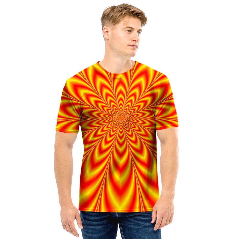 Red and Yellow Abstract Optical illusion Men T Shirt-grizzshop