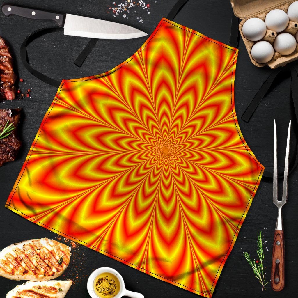 Red and Yellow Abstract Optical illusion Men's Apron-grizzshop