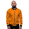 Red and Yellow Abstract Optical illusion Men's Bomber Jacket-grizzshop