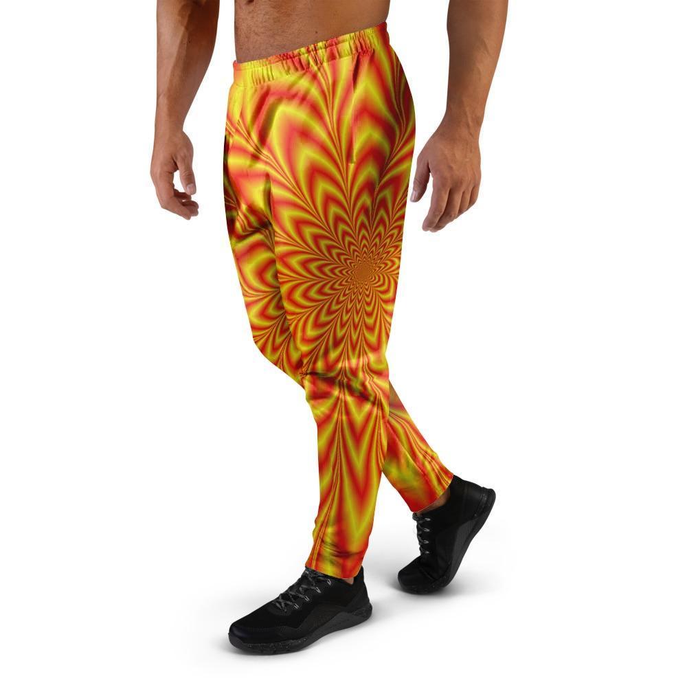 Red and Yellow Abstract Optical illusion Men's Joggers-grizzshop