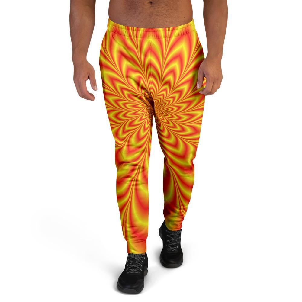 Red and Yellow Abstract Optical illusion Men's Joggers-grizzshop