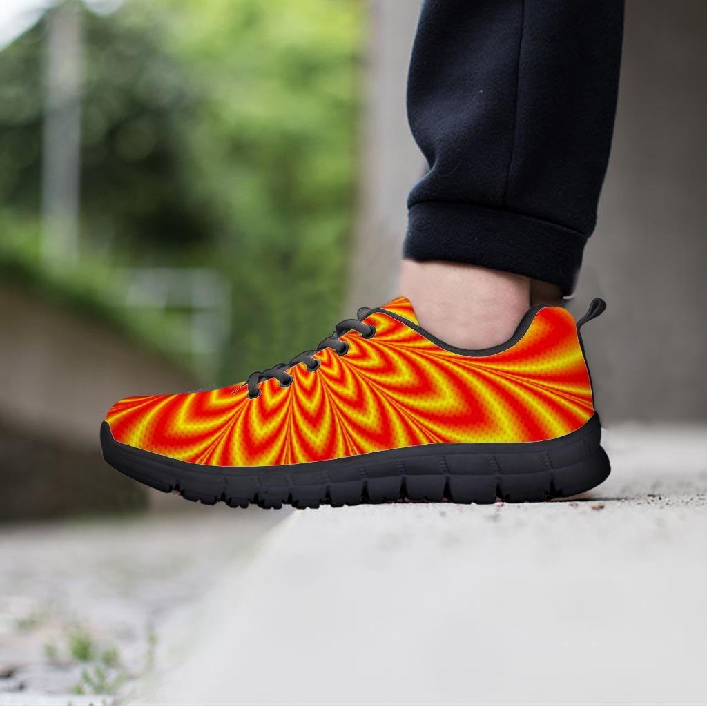 Red and Yellow Abstract Optical illusion Men's Sneakers-grizzshop