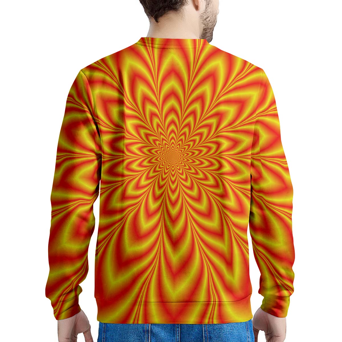 Red and Yellow Abstract Optical illusion Men's Sweatshirt-grizzshop