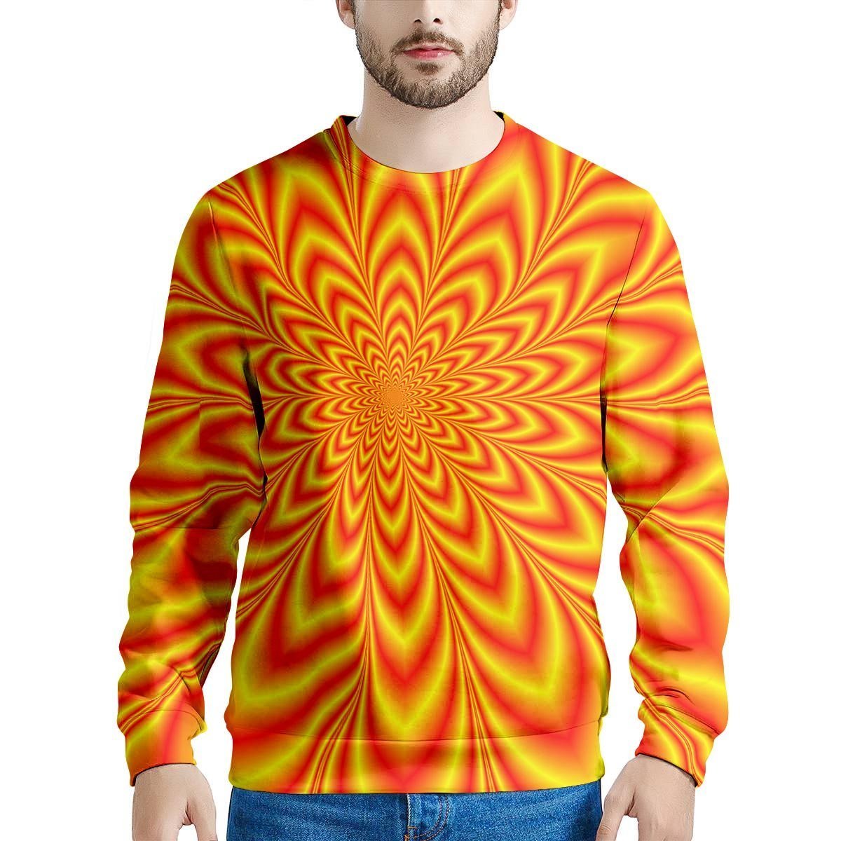 Red and Yellow Abstract Optical illusion Men's Sweatshirt-grizzshop