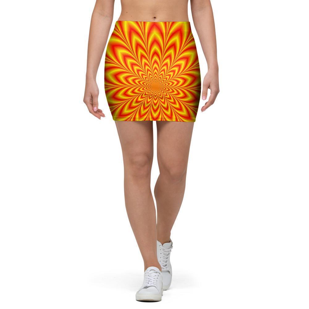 Red and Yellow Abstract Optical illusion Mini Skirt-grizzshop