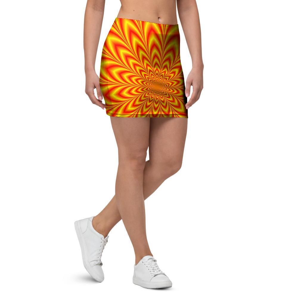 Red and Yellow Abstract Optical illusion Mini Skirt-grizzshop